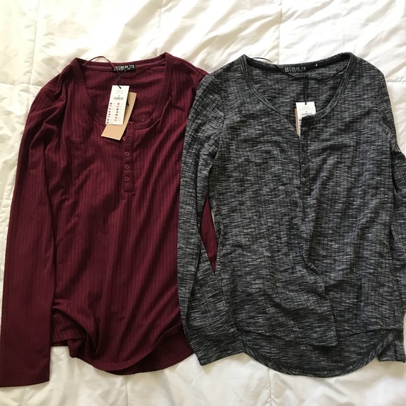 Tops - bundle of cotton on ribbed longsleeves!